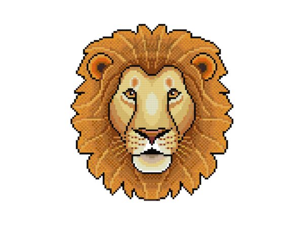 Lion Head Regal Wildlife Animal Cross Stitch Pattern PDF