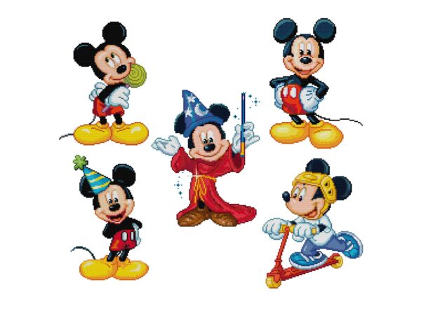 Mickey Mouse Cross Stitch 5 Patterns PDF