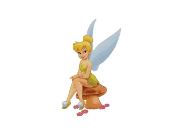 Tinker Bell Fairy on Mushroom Cross Stitch Pattern PDF