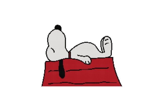 Snoopy Sleeping Peanuts Doghouse Cross Stitch Pattern PDF
