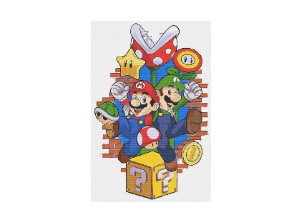 Super Mario Bros Mario & Luigi Cross Stitch Pattern PDF