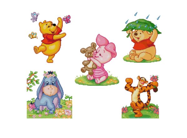 Winnie the Pooh & Friends Cross Stitch 5 Patterns PDF
