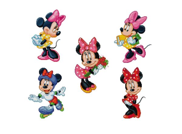 Minnie Mouse Cross Stitch 5 Patterns PDF