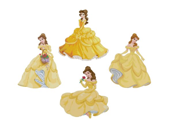 Belle Beauty and the Beast Cross Stitch 4 Patterns PDF