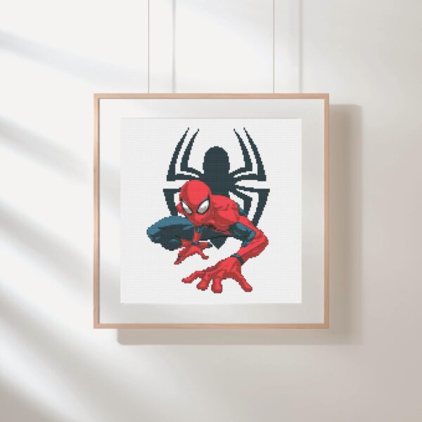 Spider-Man Logo Shadow Cross Stitch Pattern PDF – Marvel Hero Digital Download Wall Art for Fans