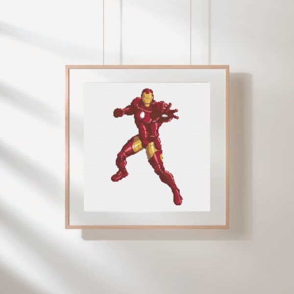 Iron Man Action Pose Cross Stitch PDF – Marvel Superhero Pattern, Instant Download, Geeky Boys Room Decor