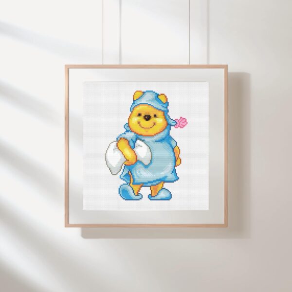Winnie the Pooh Bedtime in Pajamas Cross Stitch Pattern  PDF