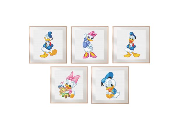 Donald & Daisy Duck Cross Stitch 5 Patterns PDF