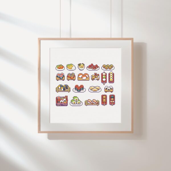 Kawaii Sushi Cross Stitch Pattern: Japanese Food Sampler (PDF Download