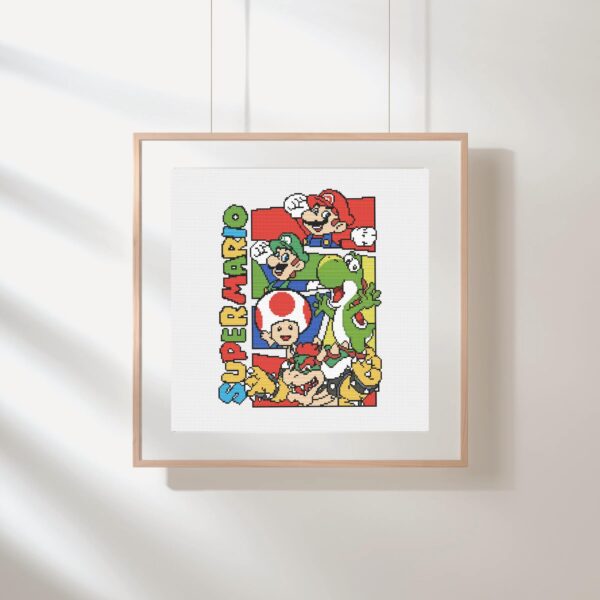Super Mario, Luigi, Yoshi, Bowser & Toad Cross Stitch Pattern PDF