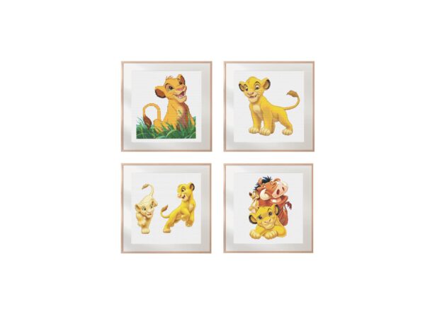 Lion King Simba, Nala, Timon & Pumbaa Cross Stitch 4 Patterns PDF