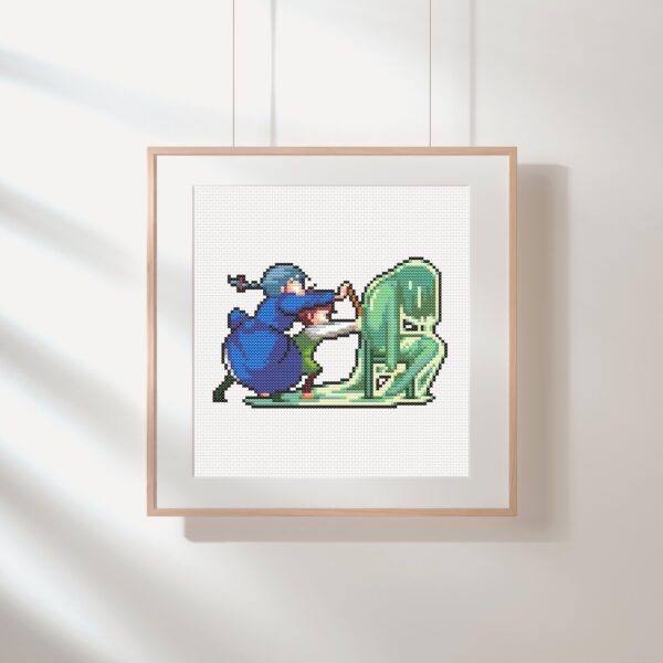 Ghibli Howl’s Moving Castle Sophie & Markl Pushing Door Cross Stitch Pattern PDF