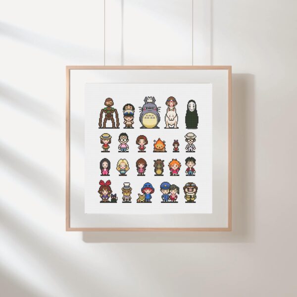 Chibi Ghibli Characters 25 Pixel Cross Stitch Patterns PDF