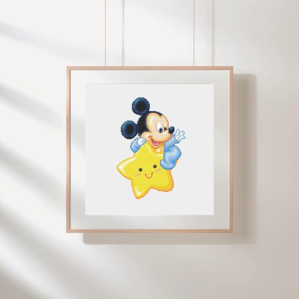 Baby Mickey Mouse with Star Cross Stitch PDF