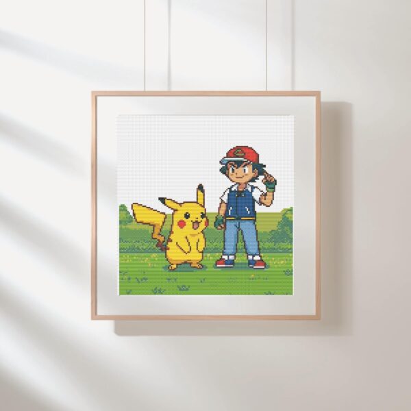 Pikachu and Ash Cross Stitch Pattern: Anime Gamer DIY (PDF Pattern)