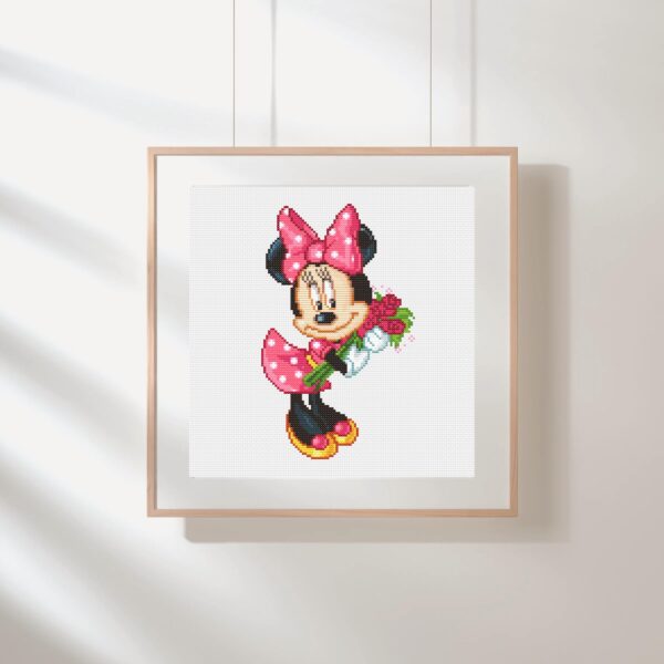 Minnie Mouse with Rose Cross Stitch Pattern PDF