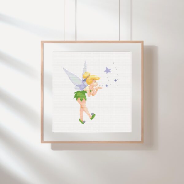 Tinker Bell Fairy Blowing Stars Cross Stitch Pattern PDF