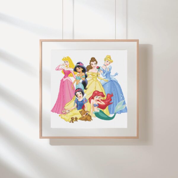 Disney Princess Belle Ariel Jasmine Cinderella Aurora Snow White Cross Stitch Pattern PDF