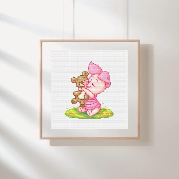 Piglet With Teddy Bear Cross Stitch Pattern PDF