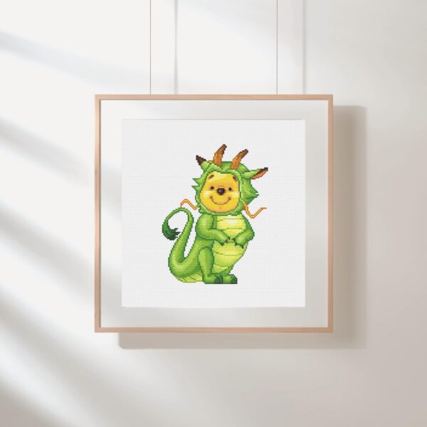Pooh in Dragon Costume Cross Stitch Pattern  PDF