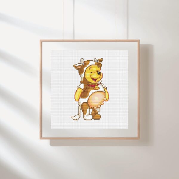 Pooh in Cow Costume Cross Stitch Pattern PDF