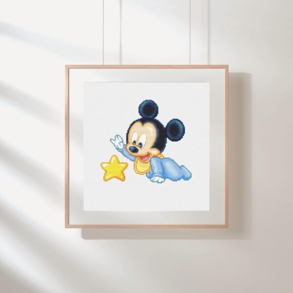 Baby Mickey Mouse with Star Cross Stitch PDF
