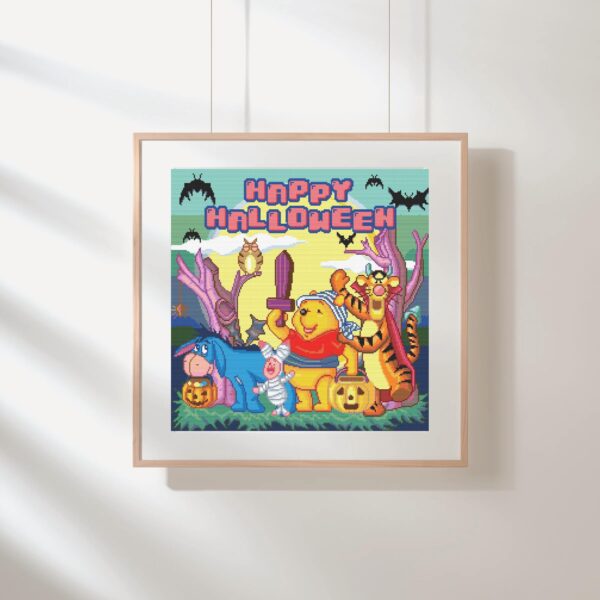 Winnie the Pooh Tigger, Piglet, Eeyore Spooky Halloween Cross Stitch Pattern PDF