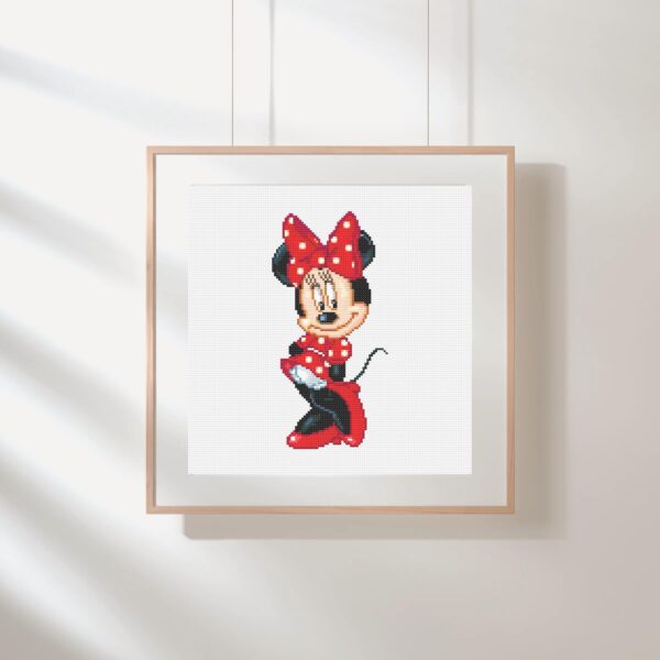 Classic Minnie Mouse Red Dress & Polka Dot Bow Cross Stitch Pattern PDF
